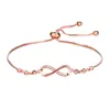 Link Chain Luxurious Rose Gold Silver Color Crystal Brand Bracelet Adjustable Infinity Charm Bracelets For Women Fashion Jewelry Kent22