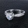 Anillos de boda de plata de ley 925 para mujer, compromiso Vintage, anillo en forma de corazón de 1 quilate, joyería de diamantes de imitación, Aneis Bijoux DD107