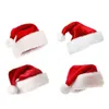100pcs Velvet Santa Hat With Plush Brim Adult Child Christmas Party Cap Celebration Grand Event Favors Gift Red