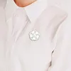 Pearl Flower Brooch Pins Black White Enamel Brooches Business Suit Tops Badge for Women Men Fashion Jewelry