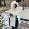 Winter Real Large Natural Fur Hooded Down Jacket Women 90% White Duck Coat Thick Parkes Loose Warm Snow Outwear 210430