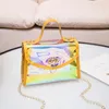 Colorful Chain Bag Women Small Square Bag Flash Ladies Shoulder Bag Transparent Jelly Mobile Phone Bags Coin Purse