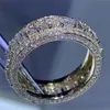 luxe Topaz CZ Diamond voorstellen verlovingsring Edelstenen hip hop band ringen voor mannen Party Vrouwen Huwelijkscadeau