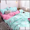 Beddengoed Sets Levert Home Textiel Tuin Licht Kleur Set Nordic Double Twin Bedspread Dublet ER Decor Bed Linnen Beddengoed ADT 4PCS Drop