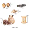 Forniture per piccoli animali E8BD 12 pezzi Giocattoli da gioco Tunnel per criceti Nascondiglio Topi Furetti Masticazione in legno Molare Esercizio Campana Rullo Giocattolo per la cura dei denti