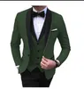 Erkek takım elbise 3 Parça Slim Fit Rahat Iş Groomsmen Gri Yeşil Fildişi Yaka Smokin Düğün Takım Elbise Blazer Pantolon Yelek X0909