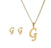 A-Z 26 Letter Necklaces and earring set with Gift Card Stainless Steel Gold Choker Initial Pendant Necklace Women Alphabet Chains Jewelry