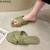 IFOND Fashion Cross Strap Beach Slippers Women Summer Open Toe Pu Leather Flat Flip Flops Woman Outdoor Non-slip Slides