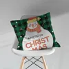 Federa per cuscino natalizio scozzese verde rosso Fodera per cuscino antler pupazzo di neve Babbo Natale 45 * 45cm Federa natalizia XD24754
