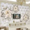 3D Fantaisie Style Européen Doux Pack Stéréo Relief Perle Fleurs TV Toile de Fond Murale Hôtel Salon De Luxe Photo Papier Peint