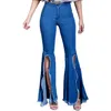 Women's Jeans Women's VIYUGUO 2022 Casual Slim Fit Stretchy Denim High Waist Fashion Split Design Flare Pants Blue Trousers Women