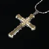 Sale Necklace for Men Jesus Crystal Cross Pendant Gold Silver color and Black Fashion Jewelry