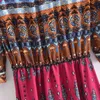 Boheemse print lange jurk dames maxi bloemenprint retro hippie chique etnische stijl kleding boho 210520