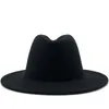 Simple Black With Orange Bottom Patchwork Panama Wool Felt Jazz Fedora Hats Women Men Wide Brim Party Cowboy Trilby Gambler Hat