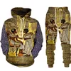 Horus Egyptisk Guds Egypten Farao Anubis Hoodie Tracksuit Män Kläder Satser Höst Vinter Sweatpants Male Sweatshirt Suit G1209