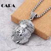 Pendant Necklaces 2021 Arrival BIG Rhinestones Jesus Head Necklace 316 Stainless Steel Christian Amulet With CAGF0477222t