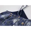 Спагетти ремешок сладкие моды женские платья печатают плиссированные летние пляж Split MIDI платье старинные шикарные сарафаны одежда 210529