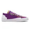 Blazer Low Running Shoes Kaws x Sacais Classic Mens Womens Purple Dusk Casual Sports Neptune Blue Team Red Paint Splatter Sneakers Trainers With Box and Card