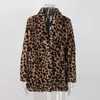 Abrigos clásicos de leopardo de imitación de piel para mujer, abrigo de lujo para invierno, chaqueta cálida de felpa, prendas de vestir a la moda, parte de arriba ropa informal borrosa 2022