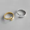 Klaster pierścienie Ins Korean Fashion Real 925 Sterling Silver Ring Proste Gładkie Kobiece Regulowane Złoty Zaręczyny dla kobiet