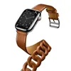 حزام من أجل Apple Watch 1/2/3/4/5 / 6 / SE / 7 جيل ريميوم جلد تجاري مزدوج جولة سوار IWatch (40MM 44MM)