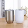 12oz sublimering rak vin tumbler blank vit rak ägg kopp Strastainless stål vakuum isolerat stelt vin glas havsvikt daj232