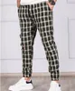 Men's Pants Small Check Striped Drawstring Lace-up Jogging Trousers 5-Color Contrast Casual Pant Regular Pantalettes Patchwork Fashion StreetWear Bottoms