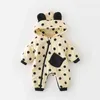 Milancel Vinter Baby Kläder Fleece Rompers Toddler Girls Jumpsuits Boys Hooded Climb Suits 220106