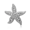 Fashion Alloy Rhinestone Pin Brooches Sea-Star Starfish Brooch Pins for Women Men's Suit Jewelry