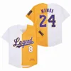 Man 1978-2020 Mamba Legends 8 24 Bryant Baseball Jerseys Black White Yellow Blue Purple Split Alternate Shirts