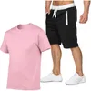 Vêtements de sport pour hommes, combinaison de Fitness, T-shirt à manches courtes, Short à séchage rapide, ensemble 2 pièces, survêtements de la Collection 2021