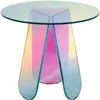 Azionari Acrilico Acrilico Rainbow Color Tavolino da caffè, Tavolino in vetro arcobaleno Tavolino rotondo Tavolino Soggiorno Decorazione camera da letto Decorazione moderna Accent A17