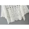 Women's Blouses & Shirts Qiukichonson White Lace Blouse Short Sleeve Women Summer Tops Ladies Cute Hollow Out Crochet Bikini Cover Up Sunpro