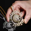 Europa e America Moda Collana Hip Hop Placcato oro Ghiaccio Fuori Bling CZ Collana con ciondolo terra con catena di corda da 24 pollici