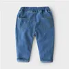 Bebé meninos jeans primavera outono criança criança criança criança desenhos animados padrão elástico calças longas calças longas para menino 9 210529