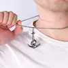 Edelstahl Punk Herren Totenkopf Charm Anhänger Antik Silber Geisterkopf Anker Biker Halskette Schmuck hochglanzpoliert