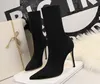 Autumn winter socks heeled heel boots fashion sexy Knitted elastic boot designer women shoes lady Thick high heels Large size 35-42