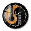 Yin Yang Gitarre Bass Bedruckte Wanduhr Akustikgitarre Stille, nicht tickende Wanduhr Musik Studio Dekor Musiker Gitarrist Geschenk 210325