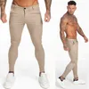 Gingtto męskie spodnie swobodne spodnie chude elastyczne chinos Slim Fit Panting Check Men 220118