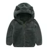 Autumn and winter fleece wool coat children's clothing boy girl weaters Adorable bear ears sturdy hoodie baby Hairy zipper 211204