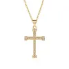 Or Diamant Jésus Croix Collier Pendentif Cristal Rangée Colliers pour Femmes Hommes Bijoux De Mode