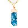 Collane con ciondolo Collana in pietra naturale di moda semplice per le donne con regalo di gioielli per feste a catena blu con bordo in oro