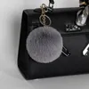 DHL fête cadeau 20 pièces nouvelle boule de fourrure de lapin en peluche fourrure floue porte-clés POM porte-clés sac de voiture anneau pendentif bijoux GG1108