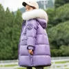 女の子の暖かいコート冬パーカーパーカーダウンシャイニージャケット子供のフード付きアウターの毛皮のコート厚いジャケットtz683 H0909