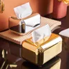 Golden Tissue Holder Home Decor Silver Tissue Box Living Room Desktop Decorative Tissue Boxes Removable Kitchen Home Storage 211110