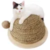 Jouets pour chat - Jouet en bois plaque inférieure paille semi-circulaire meulage griffe balle cadre d'escalade avec suspension en sisal