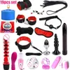 NXY Vuxna leksaker BDSM Bondage Set Restraints Games Sex Shop Toy för par Kvinna Produkter Erotiska Sexleksaker Masturbator Handcuff Vibrator 1201