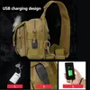 Outdoor Bags USB Charging Tactical Crossbody Backpack Hiking Army Military Shoulder Bag Men's Nylon Fishing Waist Chest XA762