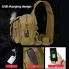 Torby na zewnątrz Ładowanie USB Tactical Crossbody Plecak Wędkarstwo Wojskowe Wojskowe Torba Na Ramię Męska Nylon Waicer Waist Chest Xa762