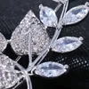 Pins, Brooches EmmayaLeaf Shape Luxury Handmade White Gold/Rose Gold Jewelry Cubic Zircon Brooch For Women Wedding